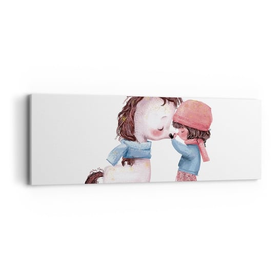 Obraz na płótnie - Zimowa opowieść - 90x30cm - Dla Dzieci Jednorożec Dziewczynka - Nowoczesny Canvas obraz do salonu do sypialni ARTTOR ARTTOR