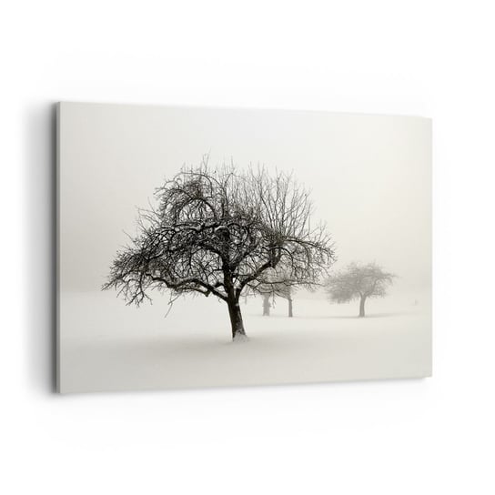 Obraz na płótnie - Zimowy sen - 100x70cm - Grafika Drzewo Natura - Nowoczesny foto obraz w ramie do salonu do sypialni ARTTOR ARTTOR