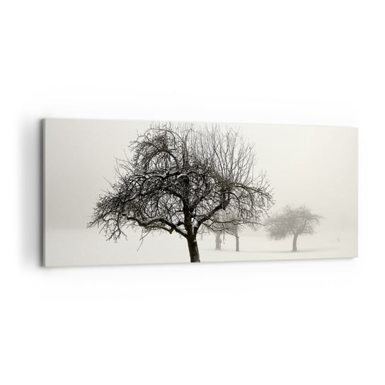 Obraz na płótnie - Zimowy sen - 120x50cm - Grafika Drzewo Natura - Nowoczesny obraz na ścianę do salonu do sypialni ARTTOR ARTTOR