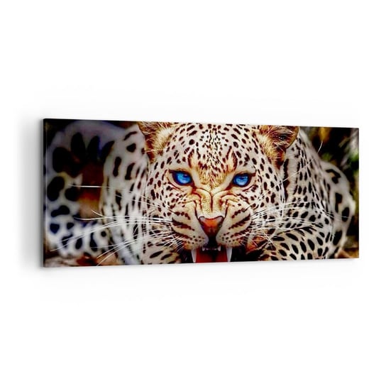 Obraz na płótnie - Złość piękności nie szkodzi - 120x50cm - Zwierzęta Lampart Dziki Kot - Nowoczesny obraz na ścianę do salonu do sypialni ARTTOR ARTTOR