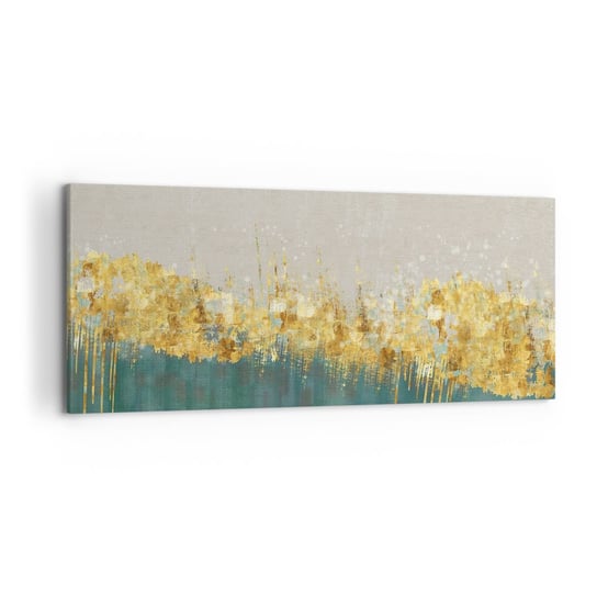 Obraz na płótnie - Złota granica - 120x50cm - Art Deco Sztuka Pastelowe - Nowoczesny obraz na ścianę do salonu do sypialni ARTTOR ARTTOR