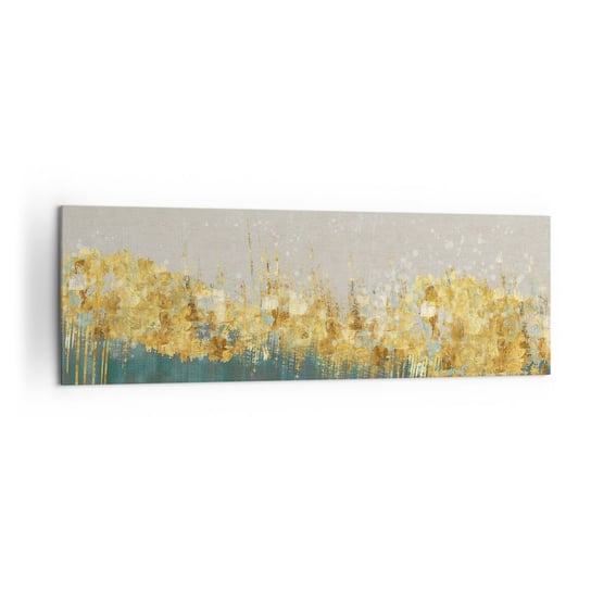 Obraz na płótnie - Złota granica - 160x50cm - Art Deco Sztuka Pastelowe - Nowoczesny foto obraz w ramie do salonu do sypialni ARTTOR ARTTOR