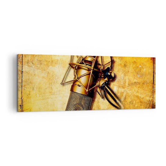 Obraz na płótnie - Złote lata radia - 140x50cm - Mikrofon Muzyka Retro - Nowoczesny Canvas obraz do salonu do sypialni ARTTOR ARTTOR