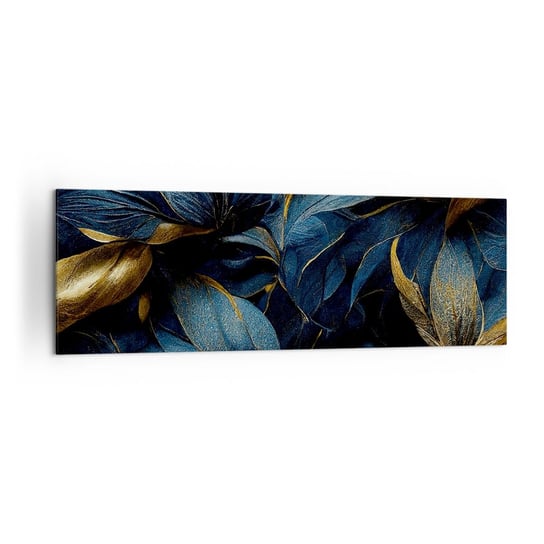 Obraz na płótnie - Złotem podszyte - 160x50cm - Kwiaty Art Deco Luksus - Nowoczesny foto obraz w ramie do salonu do sypialni ARTTOR ARTTOR