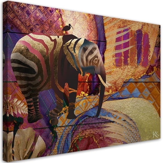Obraz na płótnie, Złoty słoń na abstrakcyjnym tle - 120x80 Inna marka
