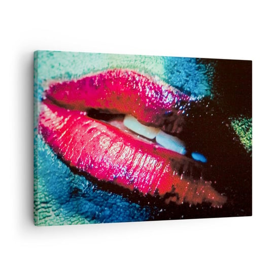 Obraz na płótnie - Zmysłowe i niepokojące - 70x50cm - Kobieta Czerwone Usta Akt - Nowoczesny Canvas obraz do salonu do sypialni ARTTOR ARTTOR