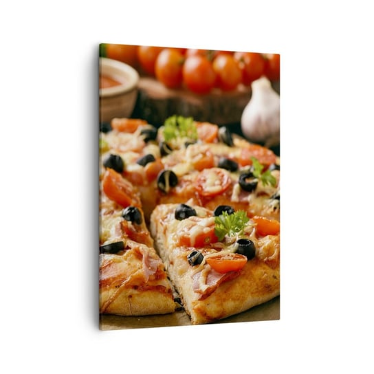 Obraz na płótnie - Znów ci się upiekło - 50x70cm - Gastronomia Pizza Pomidor - Nowoczesny Canvas obraz do salonu do sypialni ARTTOR ARTTOR