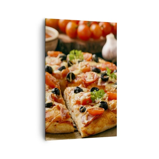 Obraz na płótnie - Znów ci się upiekło - 80x120cm - Gastronomia Pizza Pomidor - Nowoczesny obraz na ścianę do salonu do sypialni ARTTOR ARTTOR