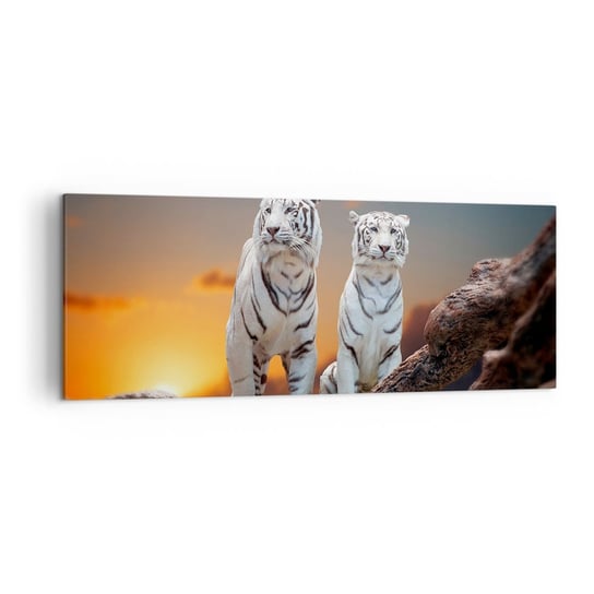 Obraz na płótnie - Zupełnie jak w Narni - 140x50cm - Zwierzęta Tygrys Zachód Słońca - Nowoczesny Canvas obraz do salonu do sypialni ARTTOR ARTTOR