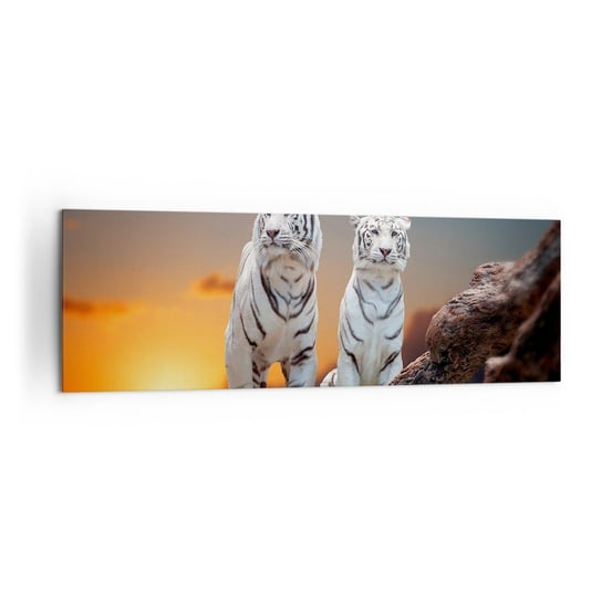 Obraz na płótnie - Zupełnie jak w Narni - 160x50cm - Zwierzęta Tygrys Zachód Słońca - Nowoczesny foto obraz w ramie do salonu do sypialni ARTTOR ARTTOR