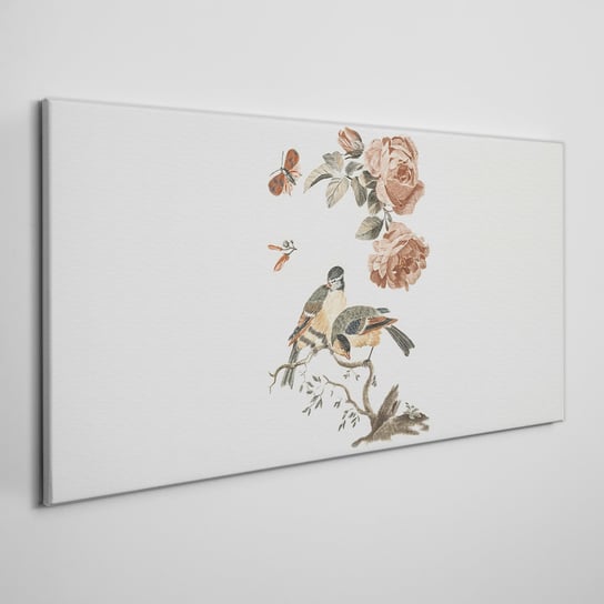 Obraz Na Płótnie Zwierzęta ptaki kwiaty 100x50 cm Coloray