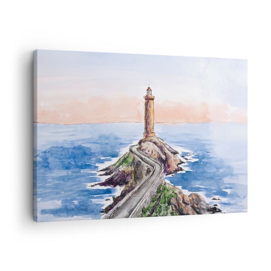 Obraz na płótnie - Zwrócona ku morzu - 70x50cm - Latarnia Morska Wybrzeże Nadmorski - Nowoczesny Canvas obraz do salonu do sypialni ARTTOR ARTTOR