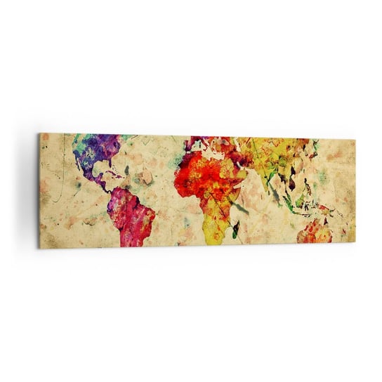 Obraz na płótnie - Życie jak barwny papier mapy - 160x50cm - Mapa Świata Kontynenty Podróże - Nowoczesny foto obraz w ramie do salonu do sypialni ARTTOR ARTTOR
