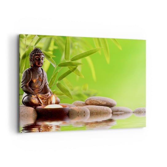 Obraz na płótnie - Życie jest piękne - 100x70cm - Budda Bambus Spa - Nowoczesny foto obraz w ramie do salonu do sypialni ARTTOR ARTTOR
