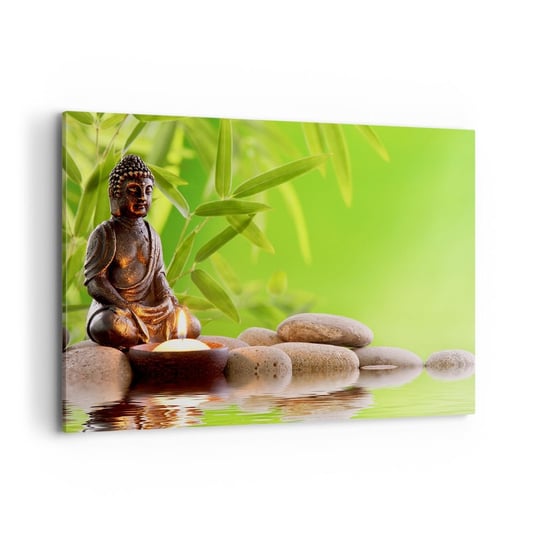 Obraz na płótnie - Życie jest piękne - 120x80cm - Budda Bambus Spa - Nowoczesny obraz na ścianę do salonu do sypialni ARTTOR ARTTOR