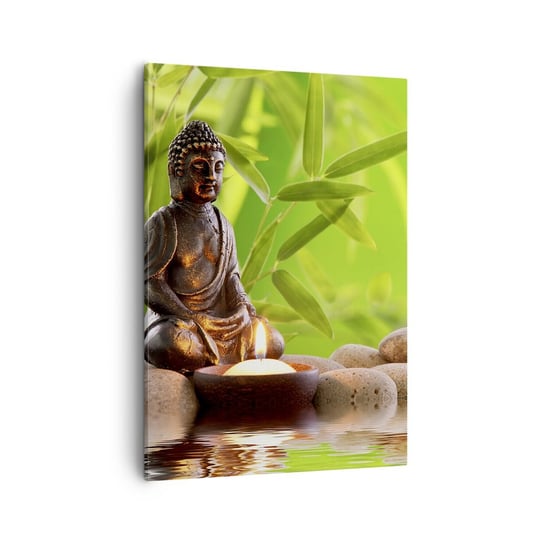 Obraz na płótnie - Życie jest piękne - 50x70cm - Budda Bambus Spa - Nowoczesny Canvas obraz do salonu do sypialni ARTTOR ARTTOR