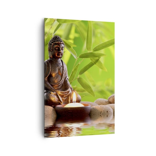 Obraz na płótnie - Życie jest piękne - 80x120cm - Budda Bambus Spa - Nowoczesny obraz na ścianę do salonu do sypialni ARTTOR ARTTOR