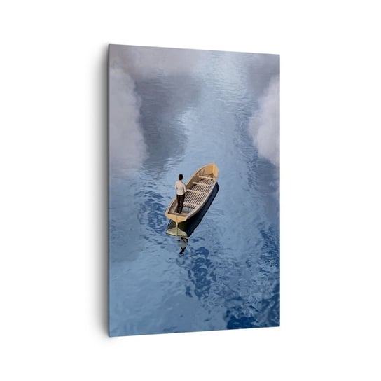 Obraz na płótnie - Życie – podróż – niewiadoma - 80x120cm - Łódka Jezioro Chmury - Nowoczesny obraz na ścianę do salonu do sypialni ARTTOR ARTTOR