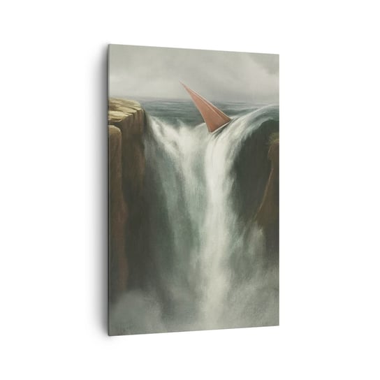 Obraz na płótnie - Życiowa przestroga - 80x120cm - Wodospad Żaglówka Spadek - Nowoczesny obraz na ścianę do salonu do sypialni ARTTOR ARTTOR