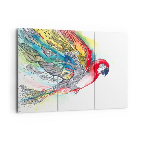Obraz na płótnie - Żyj kolorowo - 165x110 cm - Obraz nowoczesny - Ptak, Papuga, Kolorowe Pióra, Grafika, Sztuka - CE165x110-3008 ARTTOR