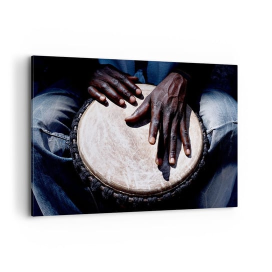 Obraz na płótnie - Żyj w swoim rytmie - 100x70cm - Bęben Muzyka Afryka - Nowoczesny foto obraz w ramie do salonu do sypialni ARTTOR ARTTOR