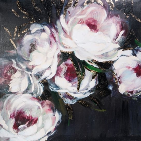 Obraz Na Półtnie W Drewnianej Ramie Kwiaty 80X80 Czarny + Różowy Eurofirany