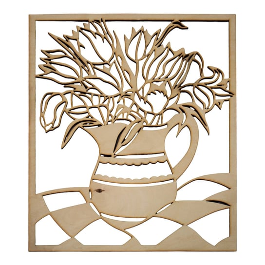 Obraz na ścianę 25 x 30 cm wazon z kwiatami drewniany panel elegancki Inna marka