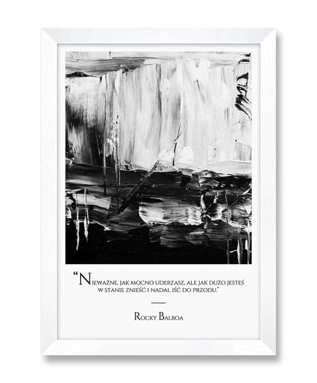 Obraz na ścianę plakat motywacyjny motywacja inspiracja boks bokserski z cytatem motywacyjnym Rocky Balboa biała rama 23,5x32 cm iWALL studio