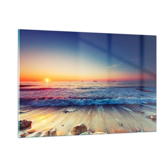 Obraz na szkle - A co za horyzontem? - 120x80cm - Krajobraz Morze Zachód Słońca - Nowoczesny szklany obraz na ścianę do salonu do sypialni ARTTOR ARTTOR