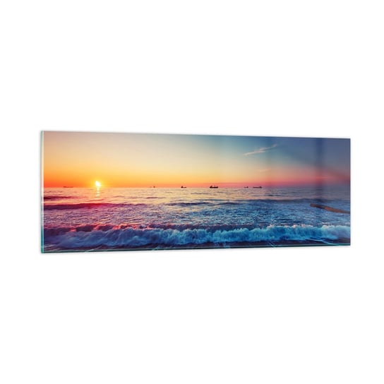 Obraz na szkle - A co za horyzontem? - 90x30cm - Krajobraz Morze Zachód Słońca - Nowoczesny szklany obraz do salonu do sypialni ARTTOR ARTTOR