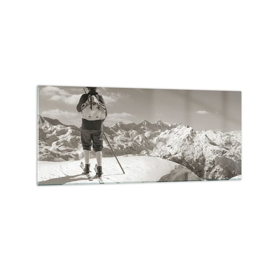 Obraz na szkle - A góry te same - 120x50cm - Krajobraz Góry Narciarz - Nowoczesny szklany obraz na ścianę do salonu do sypialni ARTTOR ARTTOR