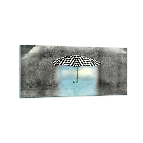 Obraz na szkle - A jednak możliwe - 120x50cm - Abstrakcja Parasol Deszcz - Nowoczesny szklany obraz na ścianę do salonu do sypialni ARTTOR ARTTOR