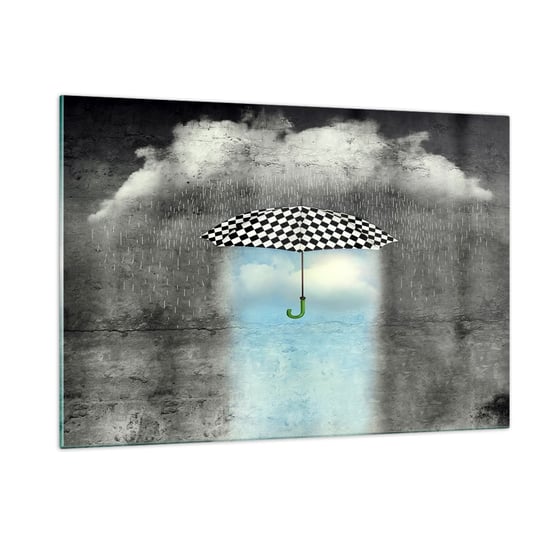 Obraz na szkle - A jednak możliwe - 120x80cm - Abstrakcja Parasol Deszcz - Nowoczesny szklany obraz na ścianę do salonu do sypialni ARTTOR ARTTOR