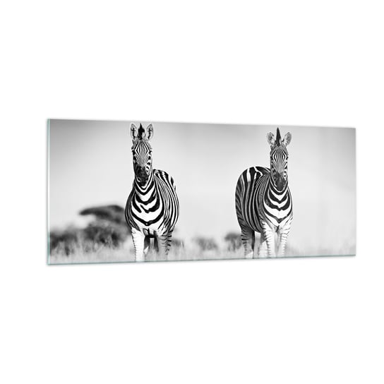 Obraz na szkle - A jednak świat jest czarno-biały - 100x40cm - Zwierzęta Zebra Czarno-Biały - Nowoczesny foto szklany obraz do salonu do sypialni ARTTOR ARTTOR