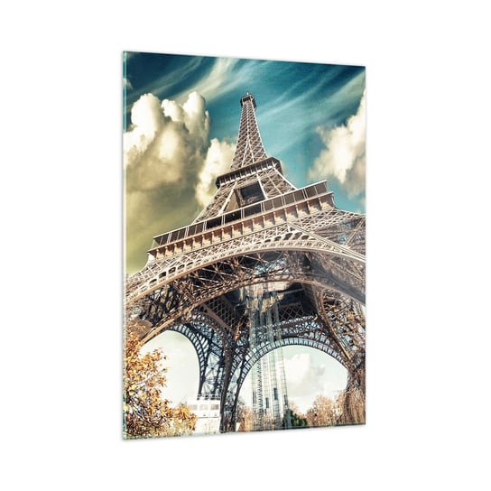 Obraz na szkle - A jesienią w Paryżu... - 50x70cm - Miasto Paryż Wieża Eiffla - Nowoczesny szklany obraz do salonu do sypialni ARTTOR ARTTOR
