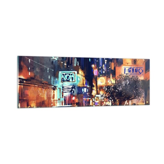 Obraz na szkle - A miasto nie śpi - 90x30cm - Miasto Ludzie Architektura - Nowoczesny szklany obraz do salonu do sypialni ARTTOR ARTTOR