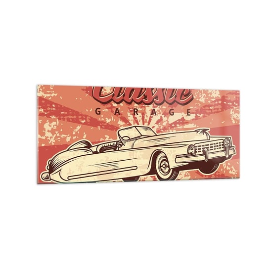 Obraz na szkle - A w radiu Elvis - 120x50cm - Samochód Kabriolet Podróże - Nowoczesny szklany obraz na ścianę do salonu do sypialni ARTTOR ARTTOR