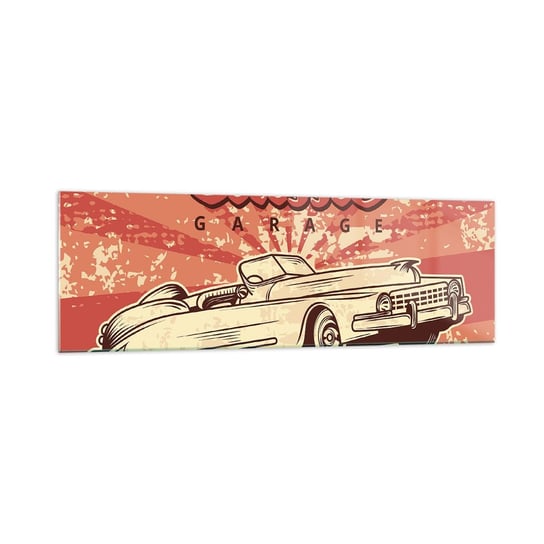 Obraz na szkle - A w radiu Elvis - 160x50cm - Samochód Kabriolet Podróże - Nowoczesny foto szklany obraz do salonu do sypialni ARTTOR ARTTOR