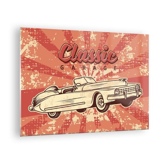 Obraz na szkle - A w radiu Elvis - 70x50cm - Samochód Kabriolet Podróże - Nowoczesny szklany obraz do salonu do sypialni ARTTOR ARTTOR