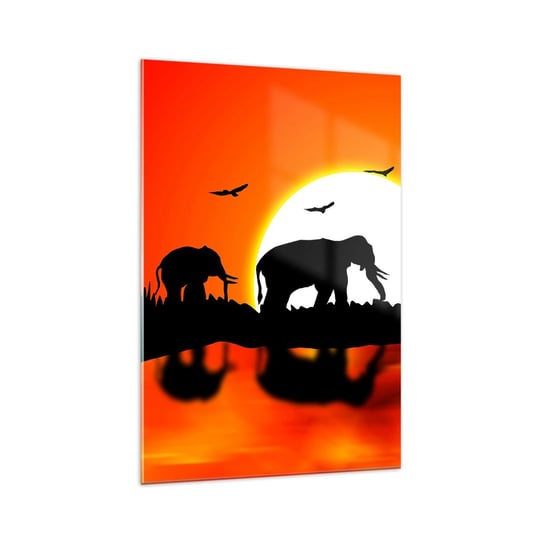 Obraz na szkle - A wieczorem na małego drinka - 70x100cm - Zwierzęta Afryka Słoń  - Nowoczesny foto szklany obraz do salonu do sypialni ARTTOR ARTTOR