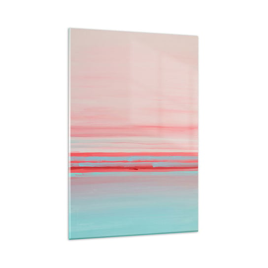 Obraz na szkle - Abstrakcja o świcie - 80x120cm - Pastelowy Minimalistyczny Sztuka - Nowoczesny szklany obraz na ścianę do salonu do sypialni ARTTOR ARTTOR