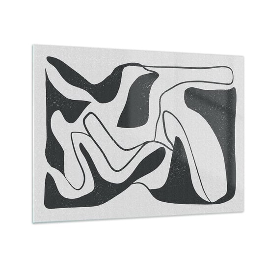 Obraz na szkle - Abstrakcyjna zabawa w labiryncie - 70x50cm - Boho Minimalizm Sztuka - Nowoczesny szklany obraz do salonu do sypialni ARTTOR ARTTOR