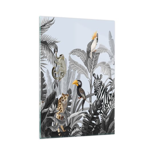 Obraz na szkle - Afrykańska bajka - 80x120cm - Abstrakcja Dżungla Zwierzęta - Nowoczesny szklany obraz na ścianę do salonu do sypialni ARTTOR ARTTOR