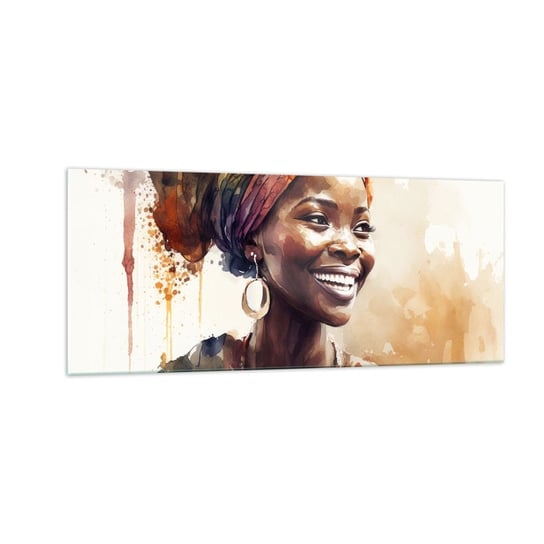 Obraz na szkle - Afrykańska królowa - 100x40cm - Kobieta Afroamerykanin Portret - Nowoczesny foto szklany obraz do salonu do sypialni ARTTOR ARTTOR