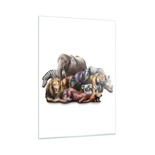 Obraz na szkle - Afrykańska rodzinna fotografia - 50x70cm - Abstrakcja Zwierzęta Wielka Piątka Afryki - Nowoczesny szklany obraz do salonu do sypialni ARTTOR ARTTOR