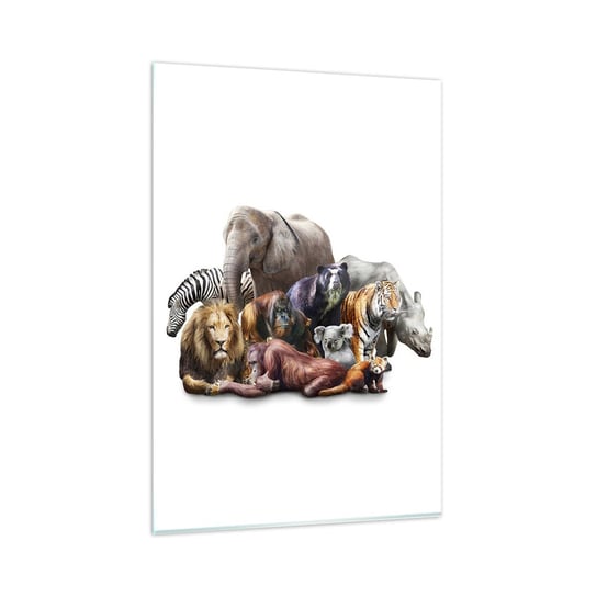 Obraz na szkle - Afrykańska rodzinna fotografia - 80x120cm - Abstrakcja Zwierzęta Wielka Piątka Afryki - Nowoczesny szklany obraz na ścianę do salonu do sypialni ARTTOR ARTTOR