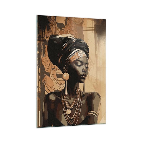 Obraz na szkle - Afrykański majestat - 70x100cm - Afroamerykanin Kobieta Portret - Nowoczesny foto szklany obraz do salonu do sypialni ARTTOR ARTTOR