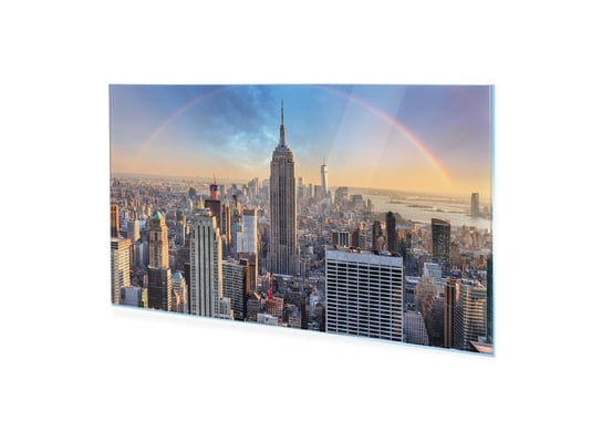 Obraz na szkle akrylowym HOMEPRINT Panorama Nowego Jorku, tęcza 120x60 cm HOMEPRINT