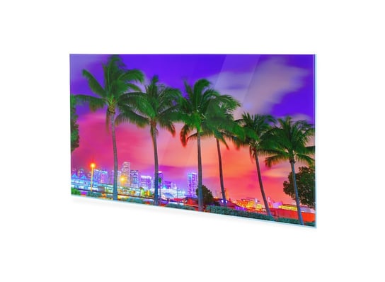Obraz na szkle akrylowym HOMEPRINT Zachód słońca w Miami, palmy 120x60 cm HOMEPRINT