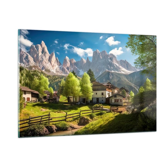 Obraz na szkle - Alpejska sielanka - 120x80cm - Góry Krajobraz Alpy - Nowoczesny szklany obraz na ścianę do salonu do sypialni ARTTOR ARTTOR